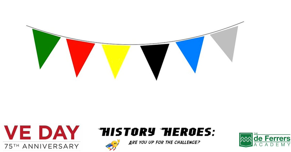 deFerrersHist's tweet photo. Idea 1: Make your own bunting for #VEDay75 !
Download a template from the BBC: https://t.co/clxluy908j
#historyheroes #deferrers https://t.co/FPdLhJcrcO