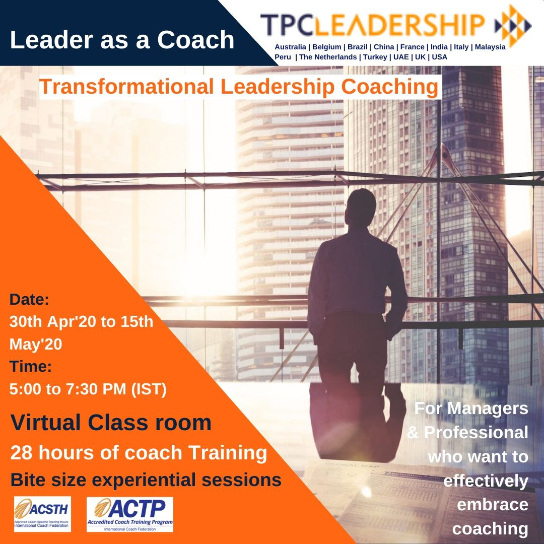 tpc_india's tweet photo. Transformational Leadership Coaching (Now Virtual) ICF accredited. 138 Hours. Begin small, this module 28Hours.

Attend to gain proficiency to not only coach one on one but also, teams and groups. Become a world class coach.

Register here: https://t.co/VUWd66xVkb https://t.co/hc6fuSoMC5
