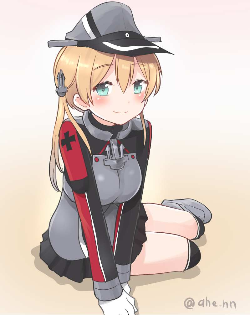 prinz eugen (kancolle) 1girl solo hat peaked cap blonde hair uniform skirt  illustration images