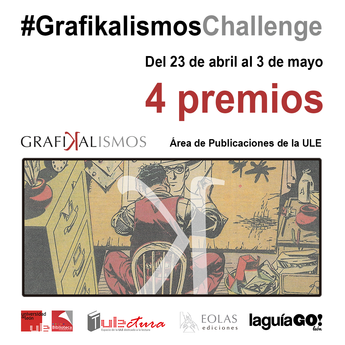 tULEctura_ULE's tweet photo. #GrafikalismosChallenge te invita a compartir en #Instagram tu #novelagráfica favorita, o aquella que valoras especialmente
Hasta el 3 de mayo. Puedes ser tú quien gane...🙂🏆🤳BASES EN 🔗https://t.co/Y8qj9vdimT https://t.co/FmfuuAguIH