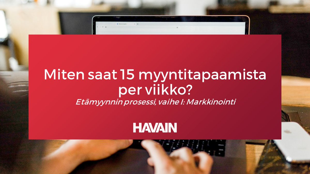 Myyjä ei voi myydä ilman myyntitapaamisia.

Vaan miten täytät myyjän kalenterin?

Tässä käytännöntoimet, joilla saamme itse 15 myyntitapaamista per viikko myyjän kalenteriin bit.ly/2yIN8JR

Käy kurkistamassa miten liidit löytyvät.