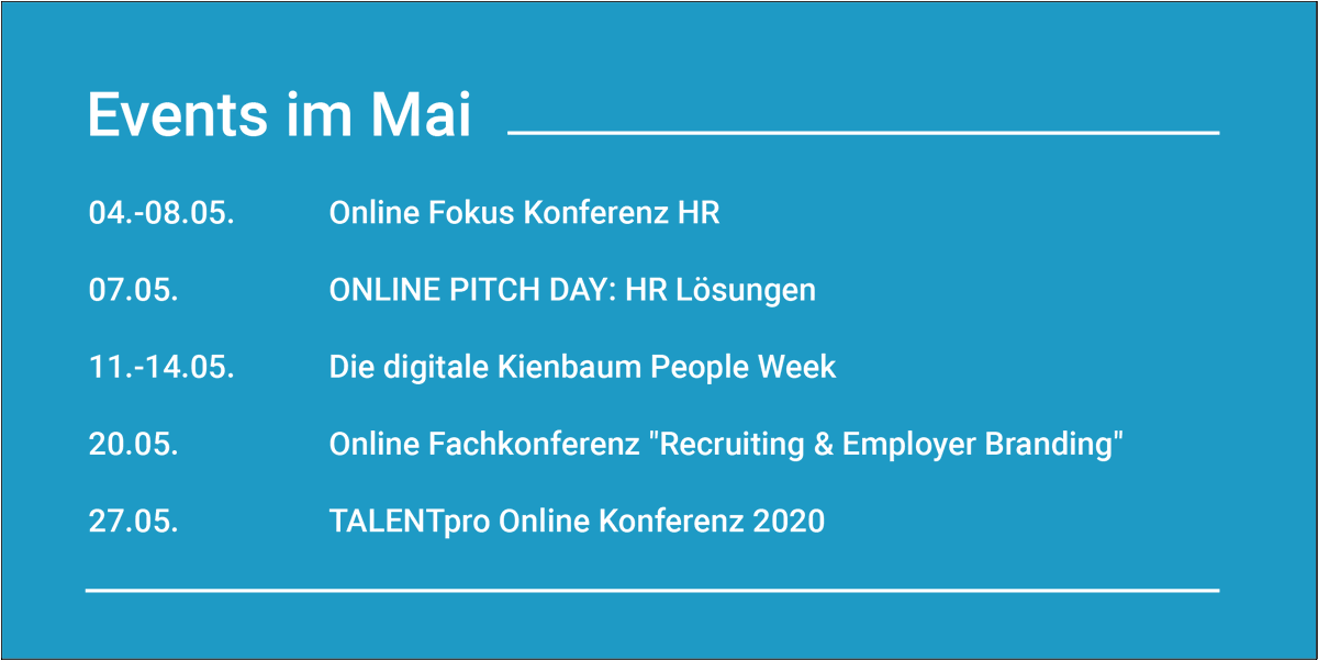 HRlab_GmbH's tweet photo. Hier ist was los! Über Online-Veranstaltungen kann der Austausch zu #HR und #Digitalisierung fortleben. Spannende #OnlineEvents für Personaler und digitale Vorreiter im Mai:🚀 @b2b_insidercom @HRnetworx @KienbaumConsult @TALENTpro_de #HRlab #Events #HRnetworx #TALENTpro https://t.co/C8wvTXVI7n