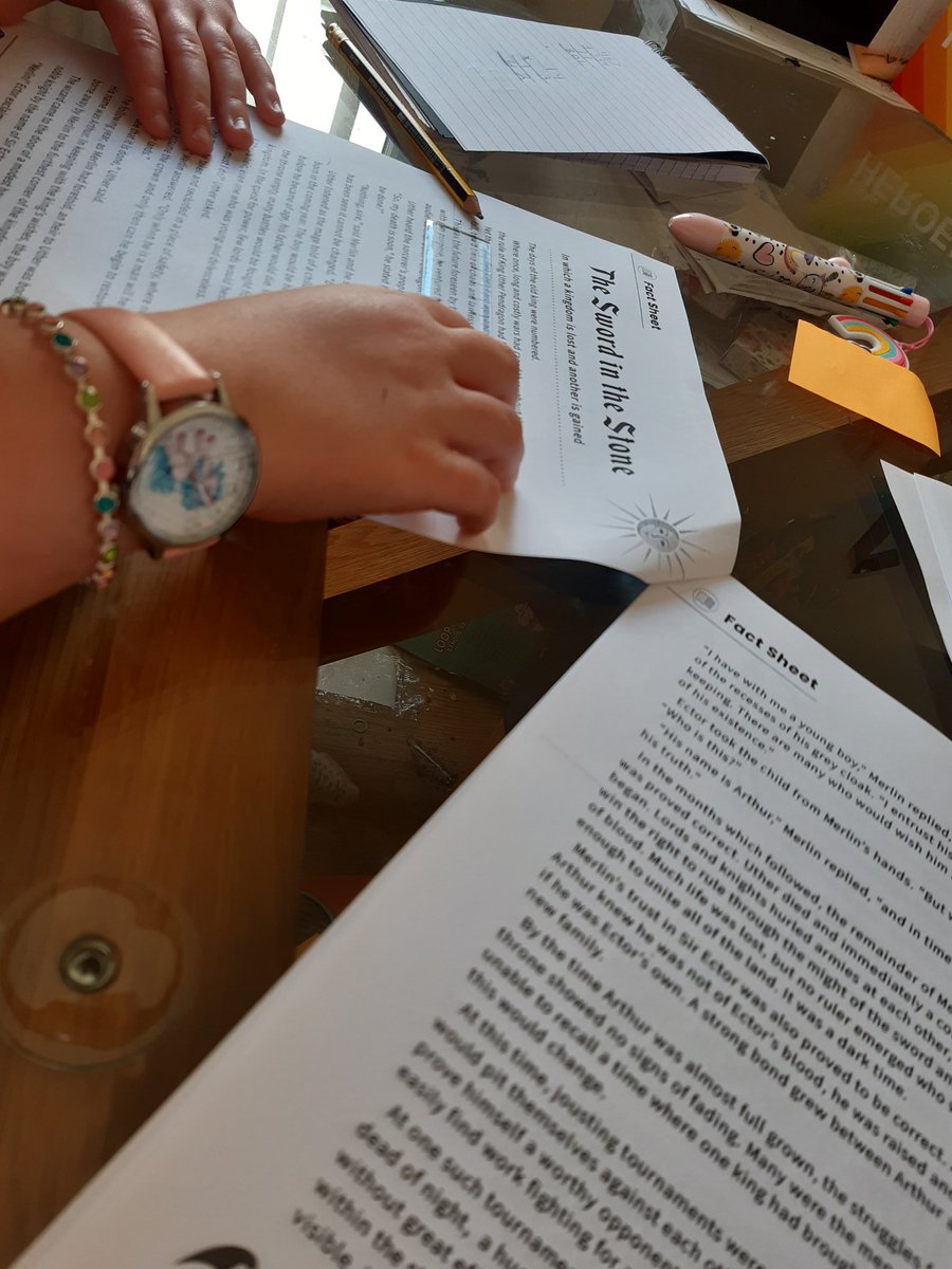 82Mljames's tweet photo. Chloe is really enjoying the new work packs. Reading The Sword in the Stone. #Homeschooling2020 #coronavirus  @NewSilksAcademy @Emma_Robins80 @elizabeth_arkle https://t.co/4laPoSqfJJ