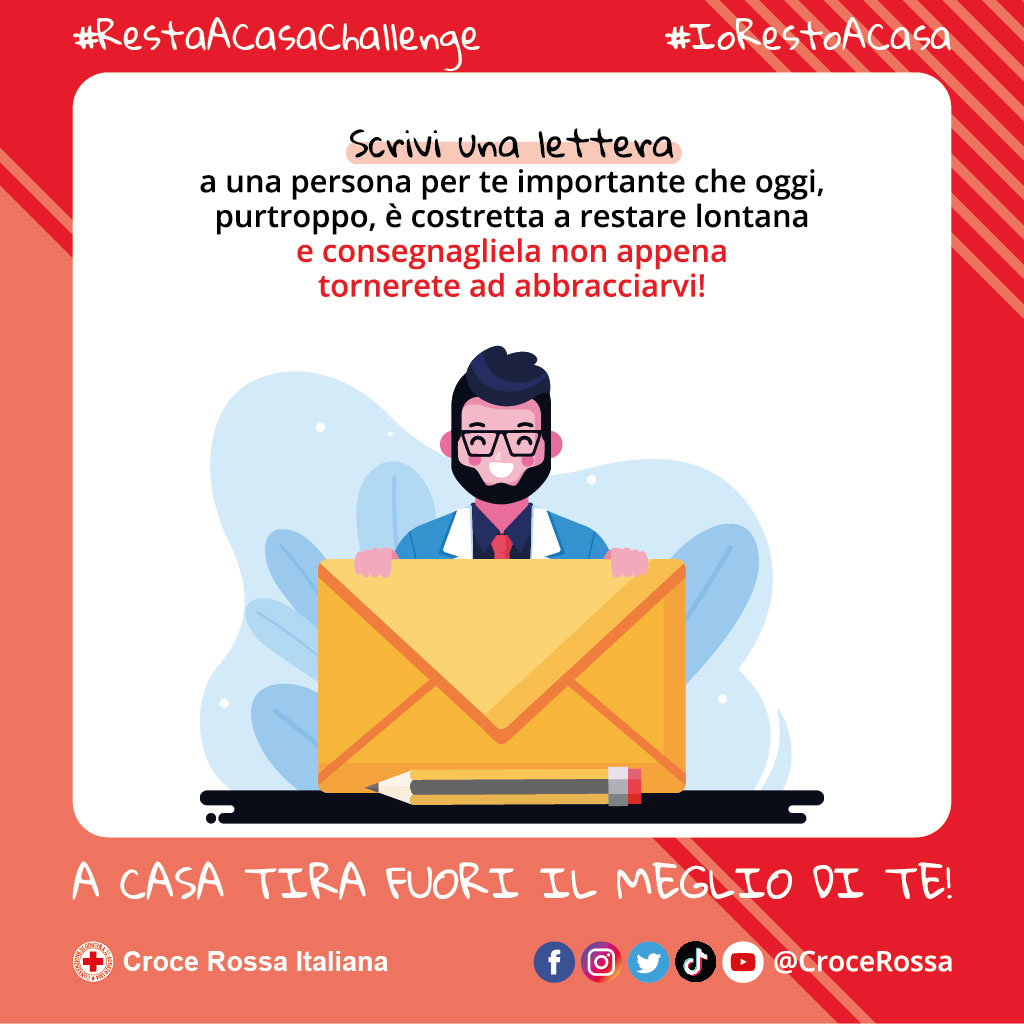 giovanicri's tweet photo. Possiamo sentirci vicini scrivendo a una persona lontana. Questo è #IlTempoDellaGentilezza: allontanati dagli schermi e scrivi di cuore. Un domani potrai rivivere questo momento difficile attraverso le tue sensazioni di oggi! @crocerossa https://t.co/PV6y5sgAnD