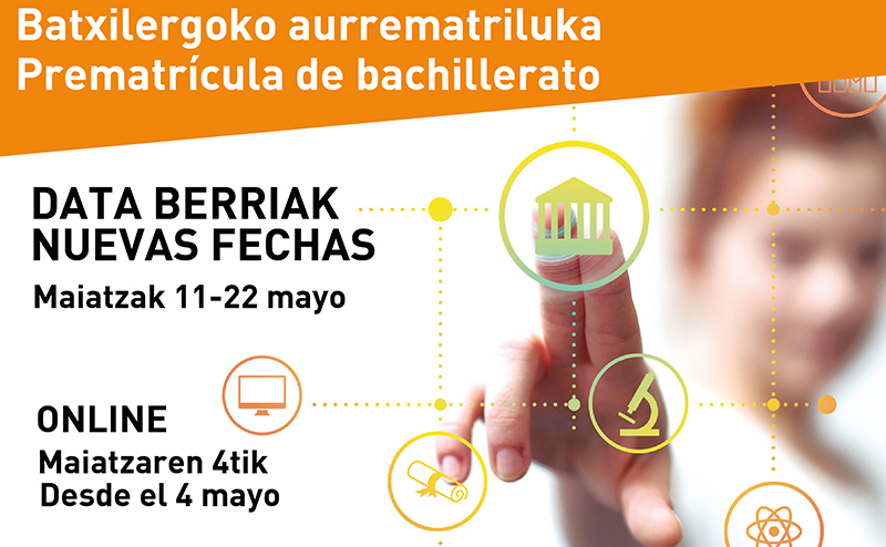 nazaretzentroa's tweet photo. ADI!📢 Batxilergoko aurrematrikula egiteko data berriak🗓️¡ATENCIÓN!📢 Nuevas fechas🗓️ para la prematrícula de #bachillerato #batxilergoa  https://t.co/9dm4AsYA22 https://t.co/NN1LoIKVdx