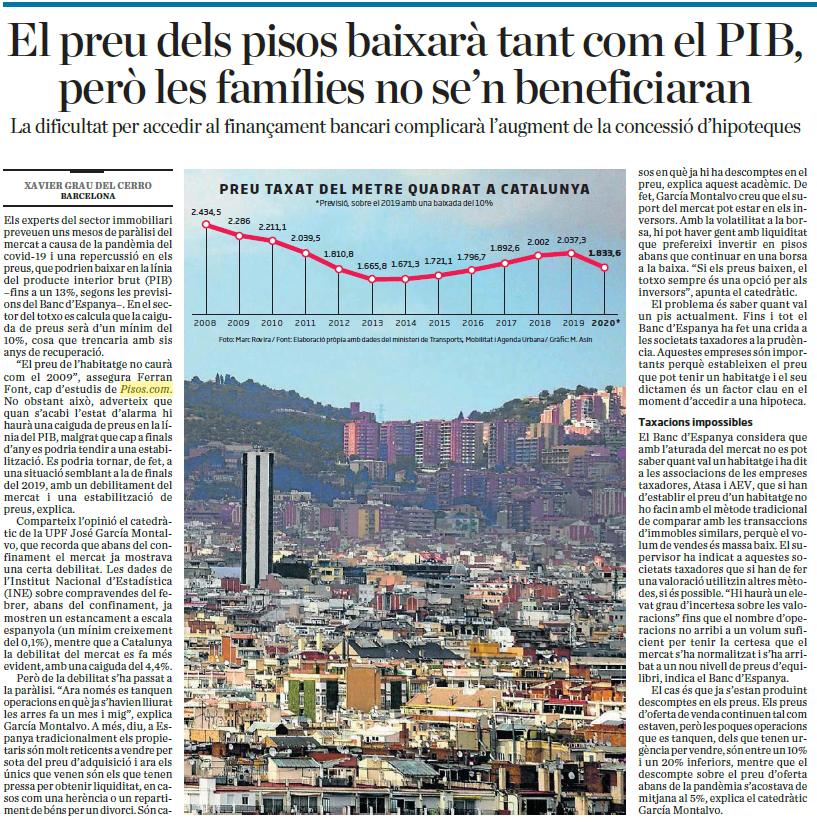 FerranFont's tweet image. El #preu dels #pisos baixarà tant com el PIB, però les famílies no se'n beneficiaran. Am la nostra opinió per .@XavierGrauCerro al .@diariARA