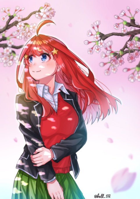 ベルさんがTwitterに投稿した中野五月(五等分の花嫁)のイラスト。