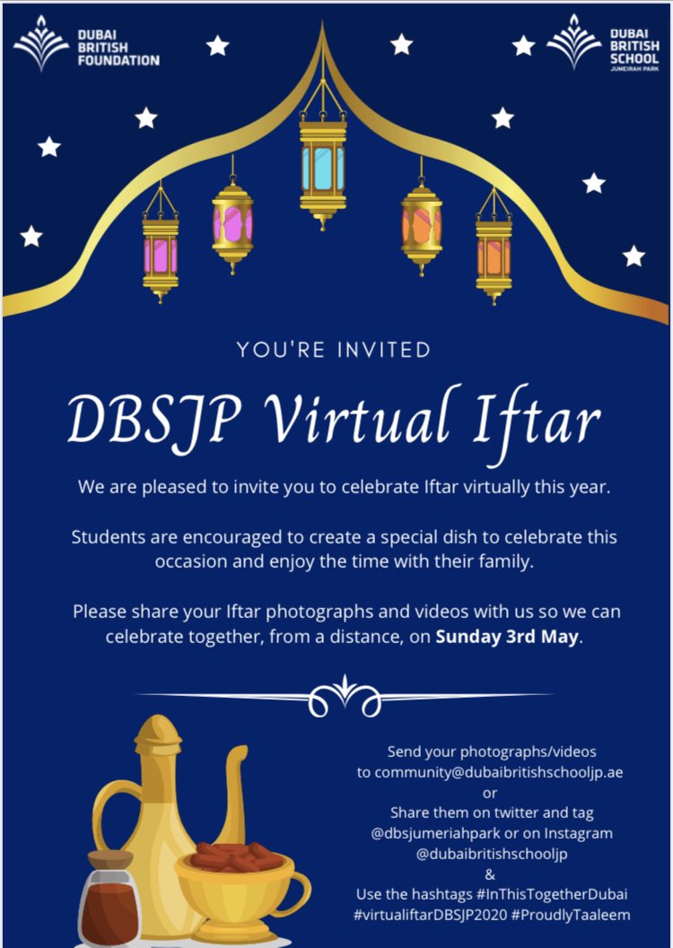 DBFFS2Yellow's tweet photo. Come and celebrate Ramadan with us! @DubaiBritish_FS #AllInThisTogetherDubai https://t.co/EwtM5UHTpr