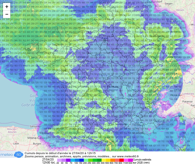 meteo60's tweet image. Nouvelle exclusivité sur meteo60.fr : la carte des cumuls de précipitations estimés depuis le début de l'année, mise à jour toutes les heures.
#pluie #orages