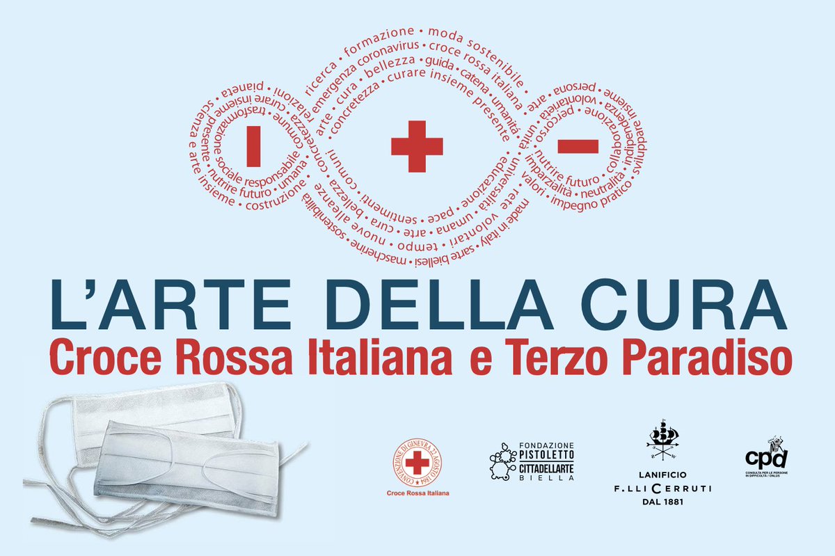 _cittadellarte's tweet photo. UMANA È L’ARTE DELLA CURA
Cittadellarte, la Fondazione di Michelangelo Pistoletto, insieme a Lanificio F.lli Cerruti e Consulta per le Persone in difficoltà donano oltre 100.000 mascherine made in Biella
per Croce Rossa Italiana e Ospedale di Biella. https://t.co/t7JVkM1hlq