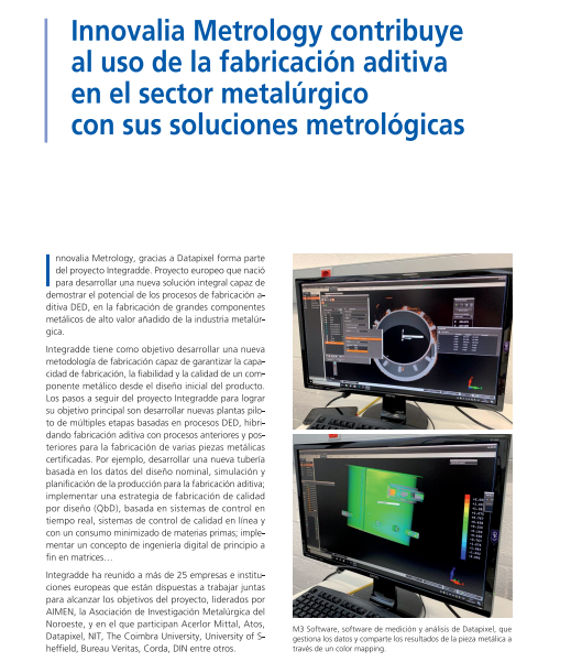 IMetrology_ES's tweet photo. "Innovalia Metrology, gracias a #Datapixel, contribuye al uso de #FabricacionAditiva en el sector metalúrgico" Gracias a @pedecapress por el completo artículo sobre @Integradde y compartir los avances en el proyecto - Lee el artículo completo (Página 28) https://t.co/EJLT4Msxf7 https://t.co/rA6SKAmLsX