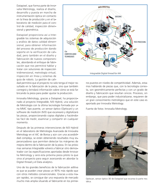 IMetrology_ES's tweet photo. "Innovalia Metrology, gracias a #Datapixel, contribuye al uso de #FabricacionAditiva en el sector metalúrgico" Gracias a @pedecapress por el completo artículo sobre @Integradde y compartir los avances en el proyecto - Lee el artículo completo (Página 28) https://t.co/EJLT4Msxf7 https://t.co/rA6SKAmLsX