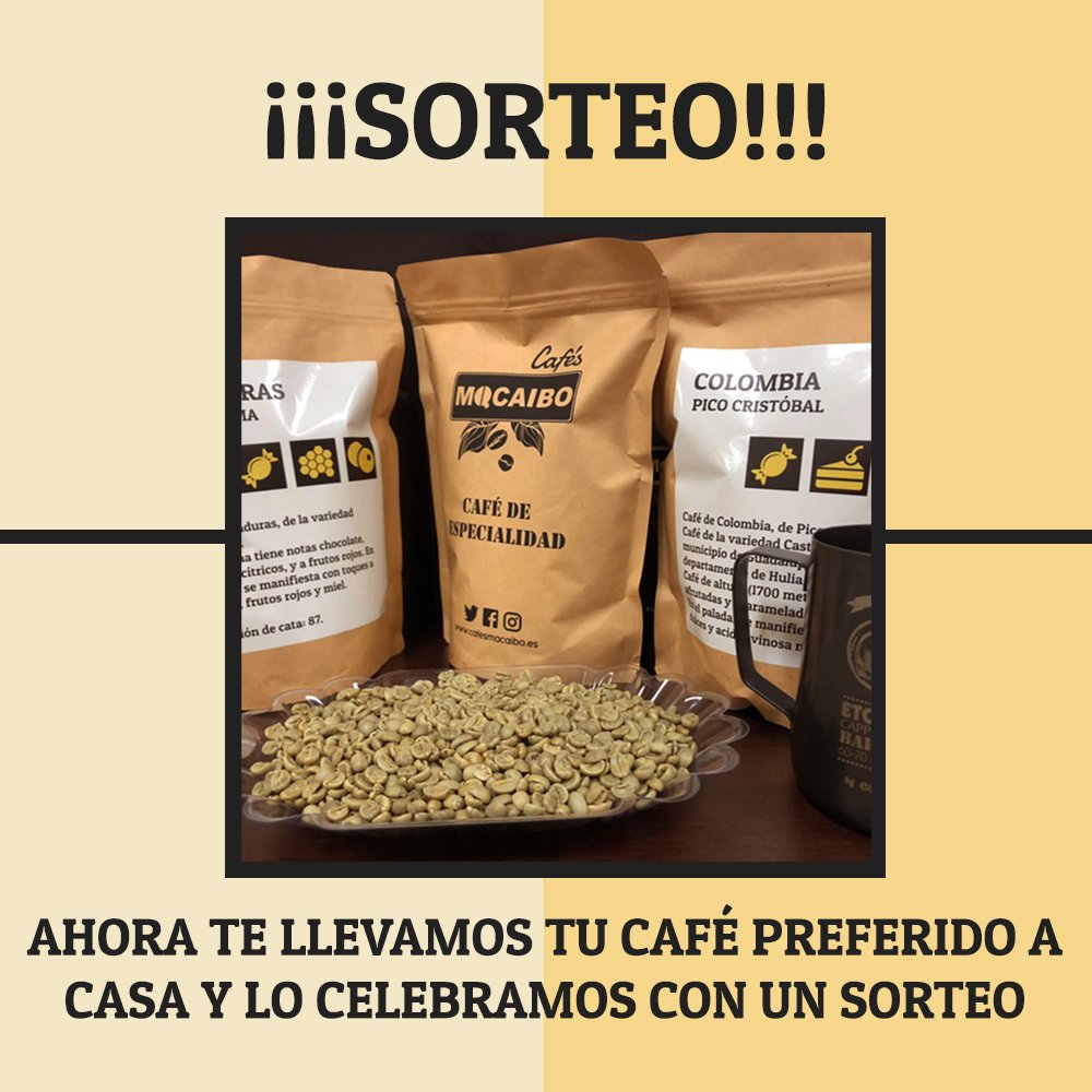 CafesMacaibo's tweet photo. ¡¡¡SORTEO!!!
Para celebrar que ahora te llevamos tu café favorito a la puerta de tu casa, tenemos un nuevo sorteo de un paquete de café de especialidad. 
Para participar solo tienes que seguirnos y hacer RT.
Tienes hasta el 6 de mayo
Bases Legales: https://t.co/tDechBPyM5 https://t.co/h0SPk6OPmc