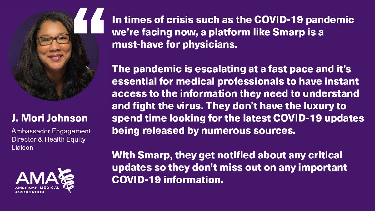 haiilo_company's tweet photo. It’s essential for medical professionals to have instant access to the information they need to understand and fight COVID-19. We are honored to help the American Medical Association on that mission. 🧡

Smarp &amp; @AmerMedicalAssn | Customer Story 👇
https://t.co/Yvc8FXkSDw https://t.co/tGBjvVbGFm
