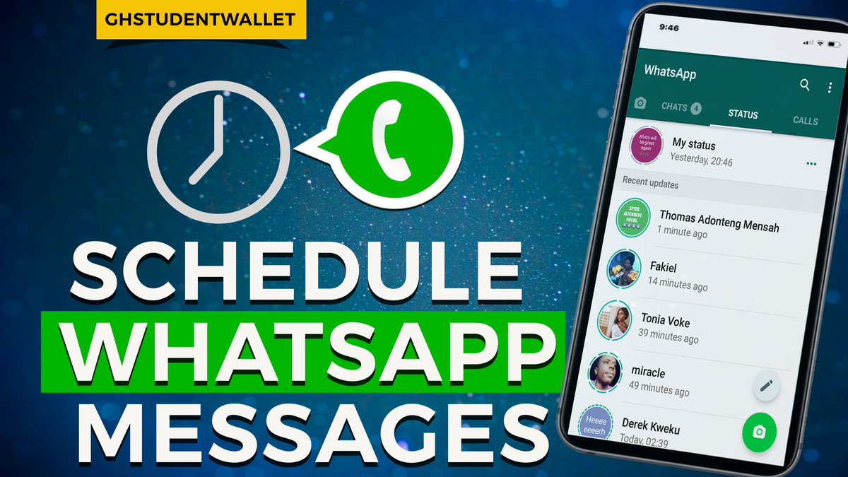 ghstudentwallet's tweet photo. ⭐It is possible to schedule WhatsApp messages being it group messages or individual messages on android phones.

🕓Now you don't have to wait for a particular time, say 12:00 midnight to send someone a birthday🎂 message. Just schedule it.
#whatsapp 

https://t.co/hHmm14qKwu https://t.co/hUuH9WKXxr