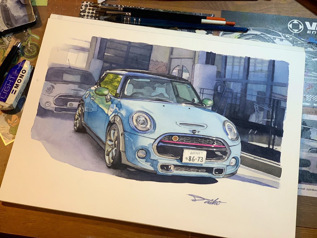 コサカダイキ イラストレーター على تويتر 山口市のmini Garage Paradoxさん Minigaragepara で店頭に飾る ミニクーパーの水彩車イラストを描かせて頂きました カスタムパーツなども豊富ですしミニが好きな方は遊びに行かれてみて下さい これからもお世話になる予定