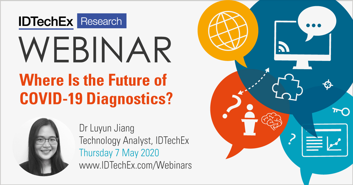 IDTechEx's tweet photo. Where Is the Future of COVID-19 Diagnostics?

#IDTechExResearch #Webinar: Thursday 7 May
Presented by IDTechEx Technology Analyst, @drlulujiang

Register:
https://t.co/zTQlSaVROX

#COVID19 #Healthcare  #HealthTech #MolecularDiagnostics #AI #MarketResearch #MedTech #IDTechEx https://t.co/5wByIesjZ5