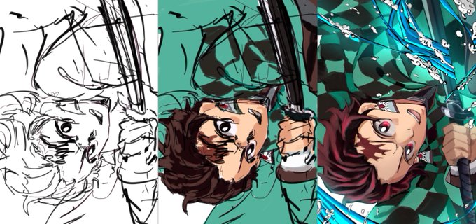 あわざかなさんがTwitterに投稿した竈門炭治郎(鬼滅の刃)のイラスト。