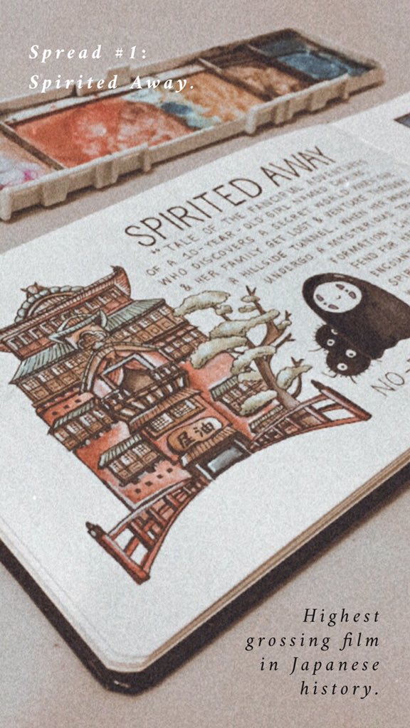 Spread #1: Spirited Away+ Chihiro & Haku speed painting on my IG. ( @prisselah)+ Yubaba's Bathhouse. #SpiritedAway  #StudioGhibli