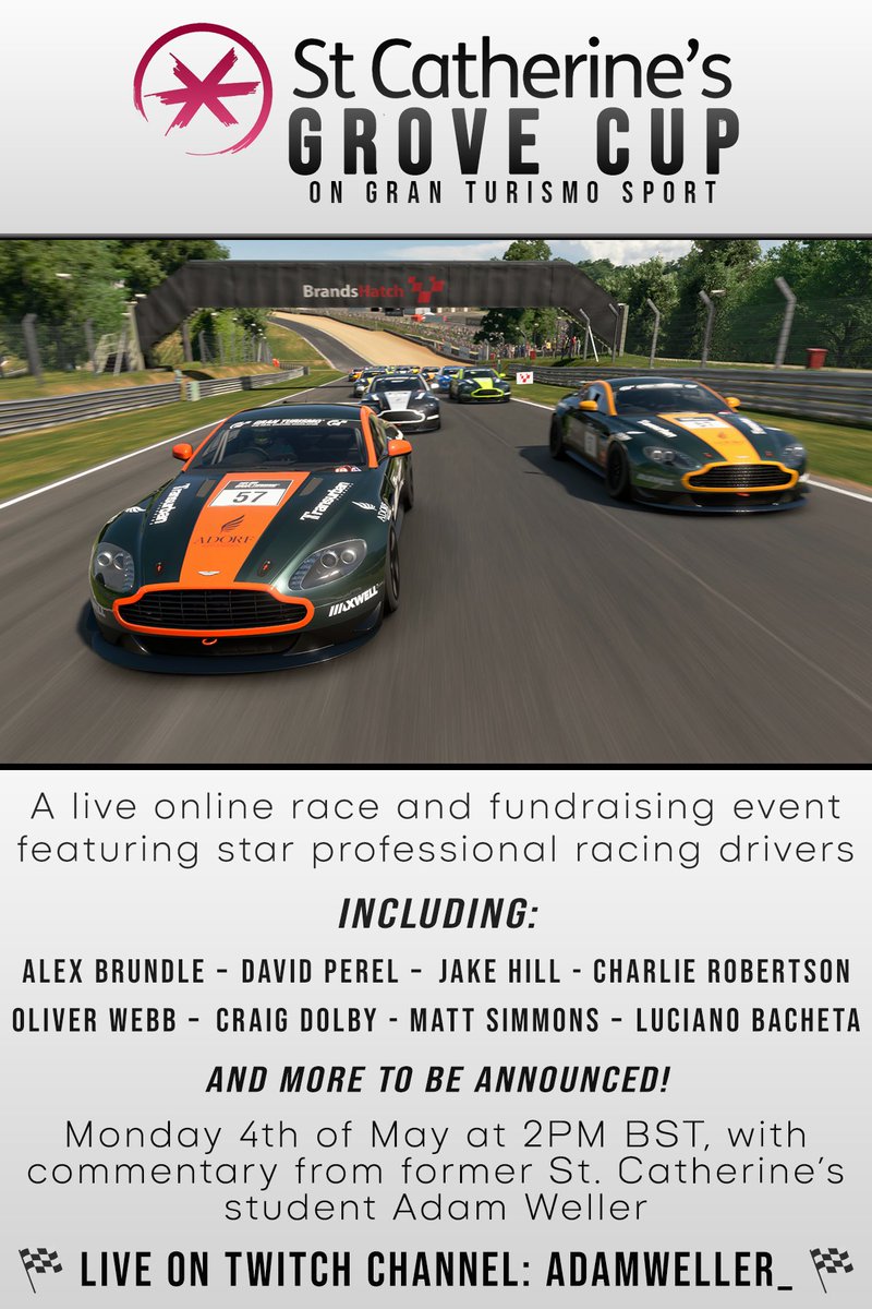 In a week, I’m hosting an all-star field of drivers on GT Sport for a great cause. 

In addition to those on the poster, more drivers will be confirmed soon! That said, there’s still some room, so any pro racers interested, do get in touch!

justgiving.com/fundraising/gr…