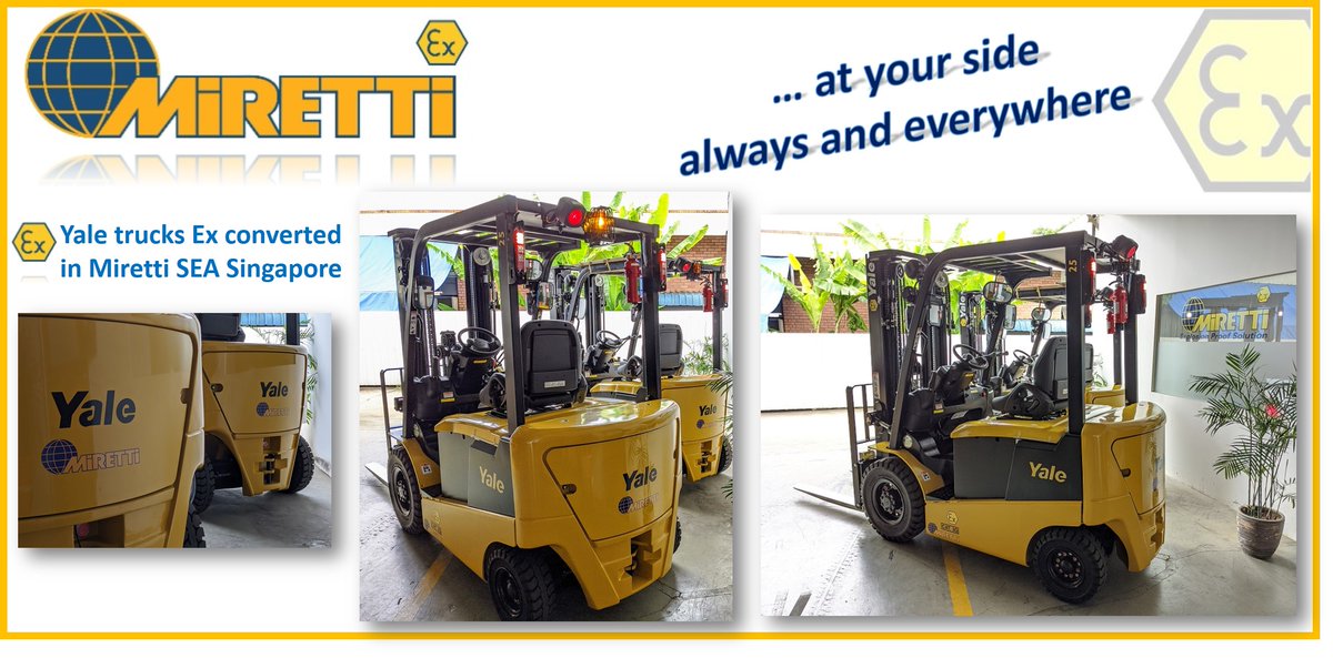 Ex_Protections's tweet image. Dispite this difficult period, Miretti Group are always able to guarantee the #ExplosionProtection #Safety Solutions you need. Today in Miretti SEA in Singapore, some Yale forklifts  #Atex Zone 2 &amp;gt;&amp;gt;&amp;gt; miretti.com/portfolio/yale…
Thanks to @hysteramericas @HysterEurope