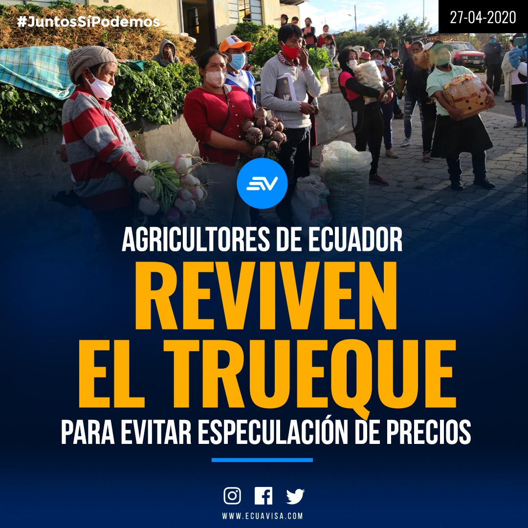 ecuavisa's tweet photo. 🔴ATENCIÓN 1000 familias campesinas de la Costa y Sierra intercambiaron alimentos para hacer frente a la #pandemia #Coronavirus  ► https://t.co/cDXsb0FRg2 https://t.co/8cPCU5GWYO