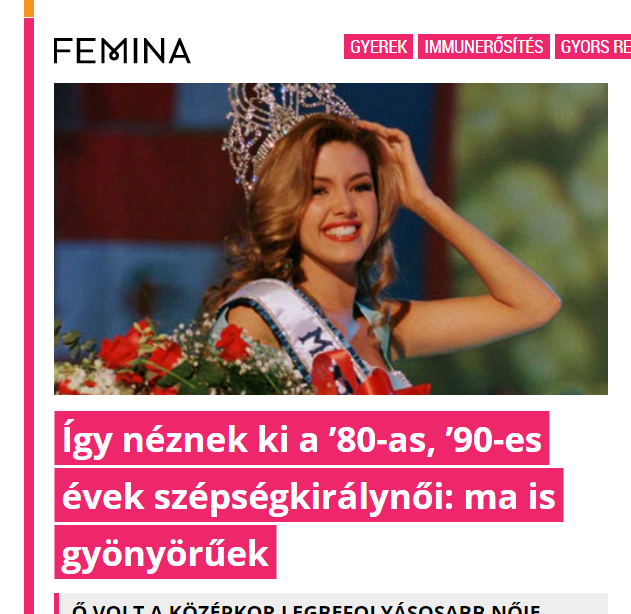 la_hungara74's tweet photo. @machadooficial Hay una fotogaleria en un portal de internet hungaro sobre Miss Universos de los años 80 y 90 y como se ven hoy en día. Mira quien es en la portada. :) https://t.co/S9rosXmDS0