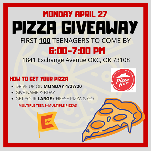 EmpowerOKC's tweet photo. Free pizza will be served for 100 TEENS in need at our EmpowerOKC location starting at 6 PM tonight!

#LilyfieldOK #LilyfieldTulsa #EmpowerOKC #EmpowerTulsa #Adoption #FosterCare #LilyfieldCounseling #EmpowerOKCYouth https://t.co/8BvrbPp2gj