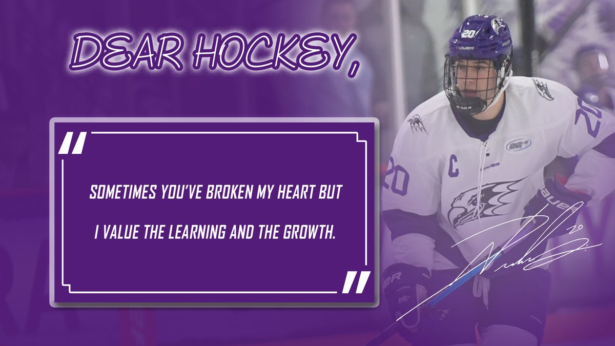 NUPurpleEagles's tweet photo. .@NiagaraMHKY's Noah Delmas penned a letter to hockey in the newest installment of our Dear Sport series.

✍️: https://t.co/Y8gV9eC8OB https://t.co/Z00zRhQ8ts