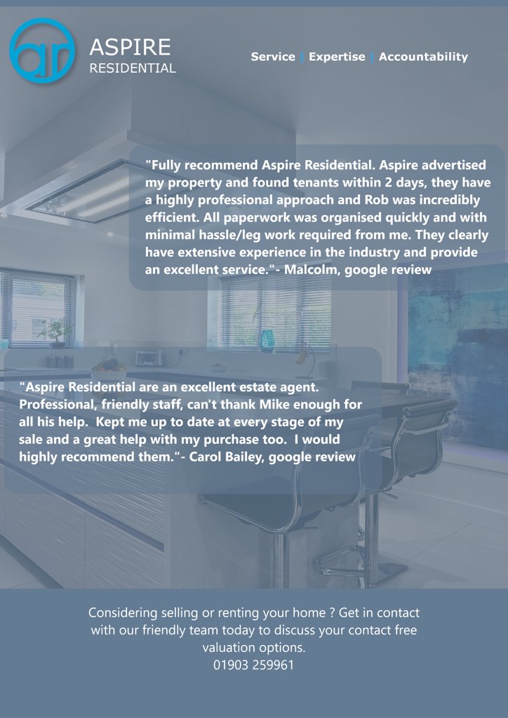 Why choose Aspire ? Well here’s just a couple of our 5 ⭐️ reviews from google. #worthingestateagents