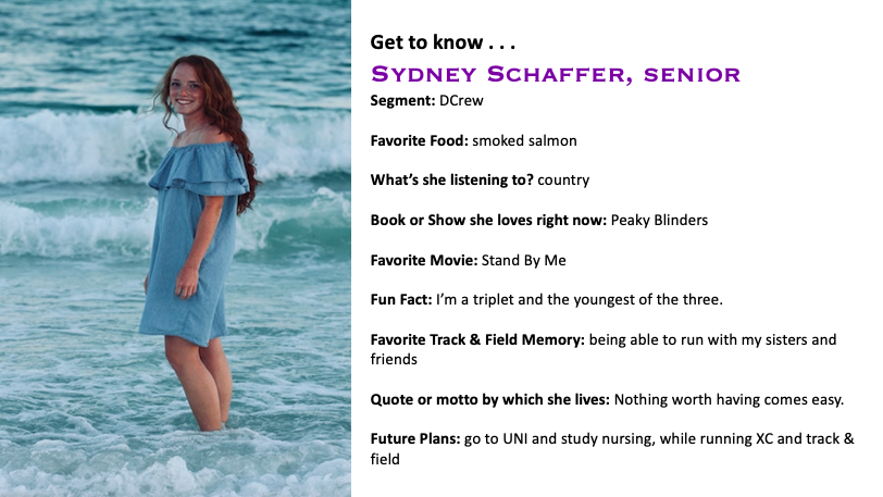 This week's three seniors: Ally Schaffer, Isabelle Schaffer, and Sydney Schaffer. #SENIORS2020