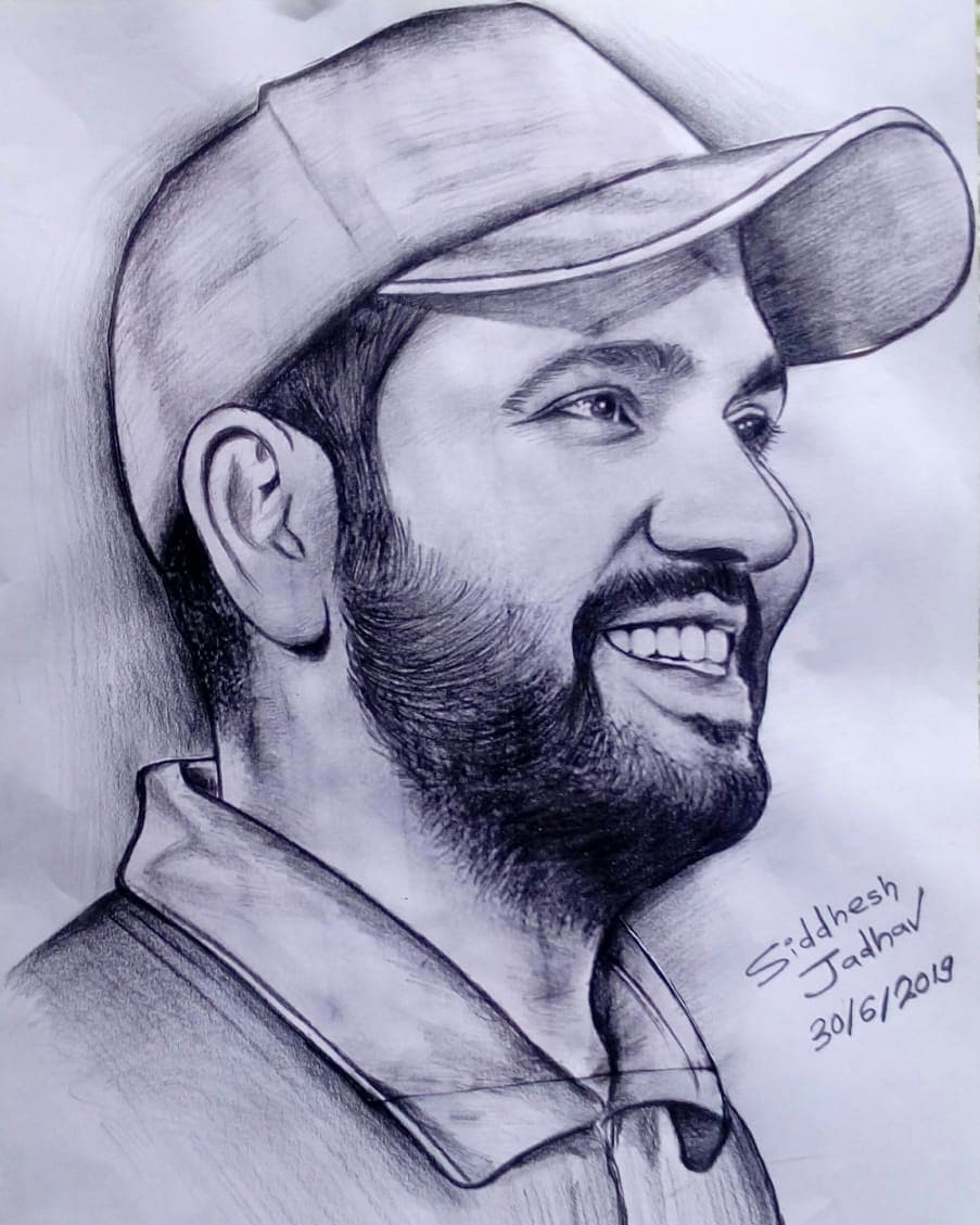 How to draw Rohit Sharma Step by Step  full sketch outline tutorial for  beginners  YouTube