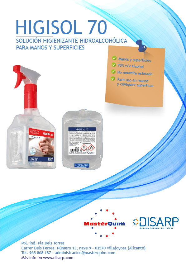 masterquim's tweet image. Presentamos el nuevo HIGISOL 70 ECO Z
Una solución higienizante para manos y superficies.
disarp.com
#disarp #masterquim #higienizante #hidroalcoholico #covid19 #superficies #limpiador #hosteleria #lavanderia #hogar #domestico
