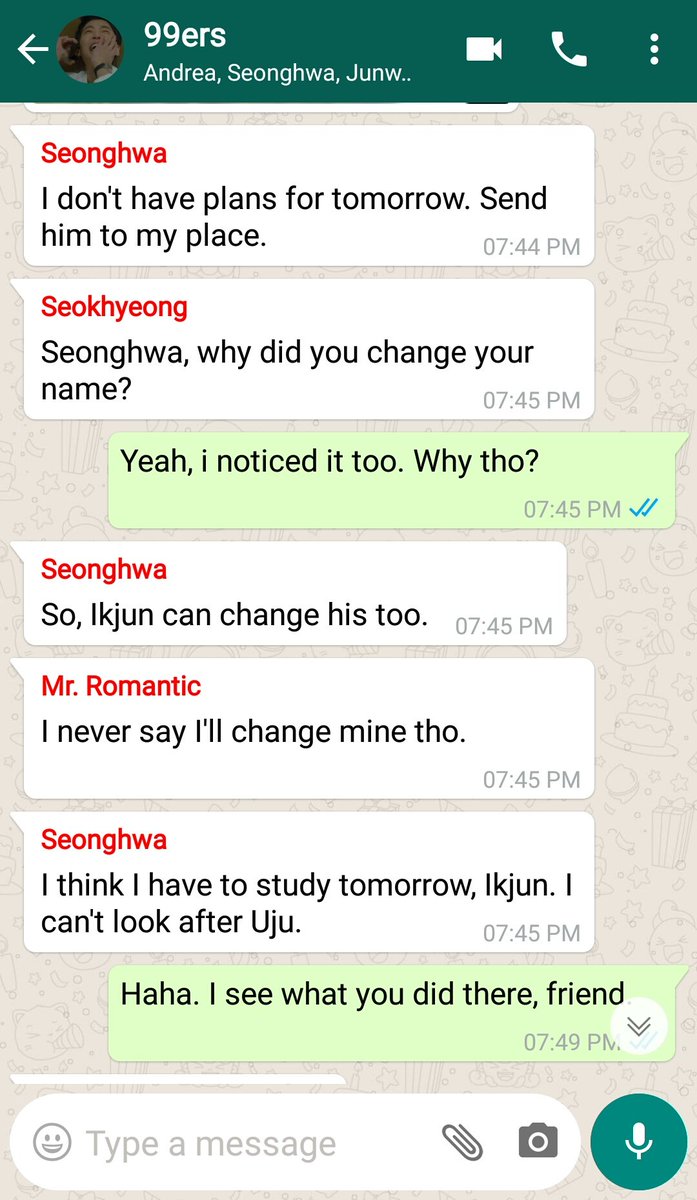 28. 1 week after.Ikjun asking Seonghwa for a favor.