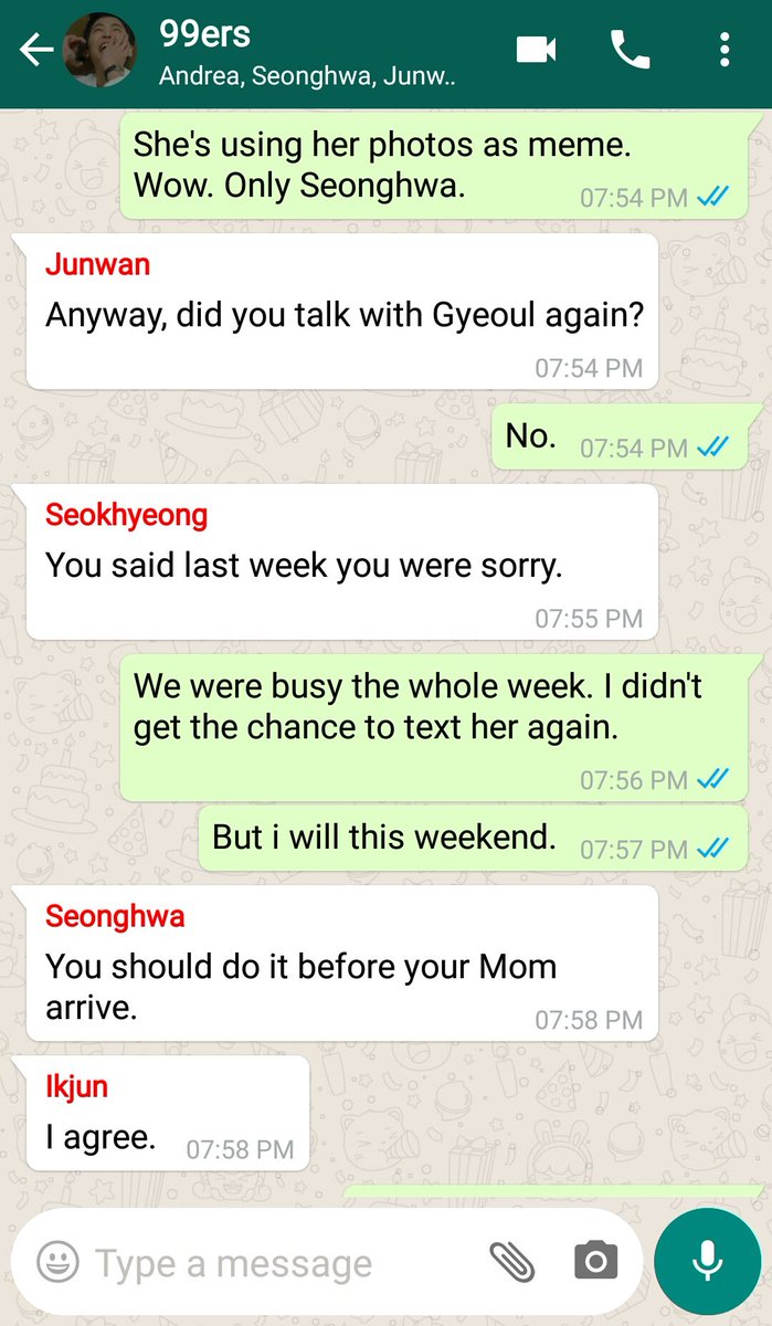 28. 1 week after.Ikjun asking Seonghwa for a favor.