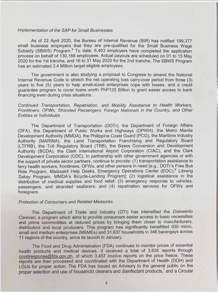 THREAD: President Duterte’s fifth weekly report to Congress on government’s coronavirus response  @ABSCBNNews