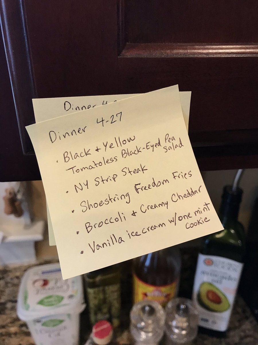 LuckyLui's tweet photo. Does anyone else write their dinner menu for all to see what’s for dinner? How do you stay organized? #QuarantineLife #StayHome #whatsForDinner #steak #stopaskingme #organized #Harmony #FamiliesFirst https://t.co/60mseq5V1c