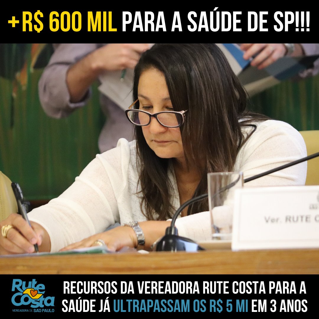 RuteCostaSP's tweet photo. E o início da semana SEMPRE fica melhor com uma boa notícia, não é mesmo?

Então, compartilho com vocês que protocolamos mais R$ 600 mil em recursos para a Saúde de São Paulo, ultrapassando os R$ 5 milhões no total, desde o início do nosso mandato! https://t.co/Qv8gHcLvCf