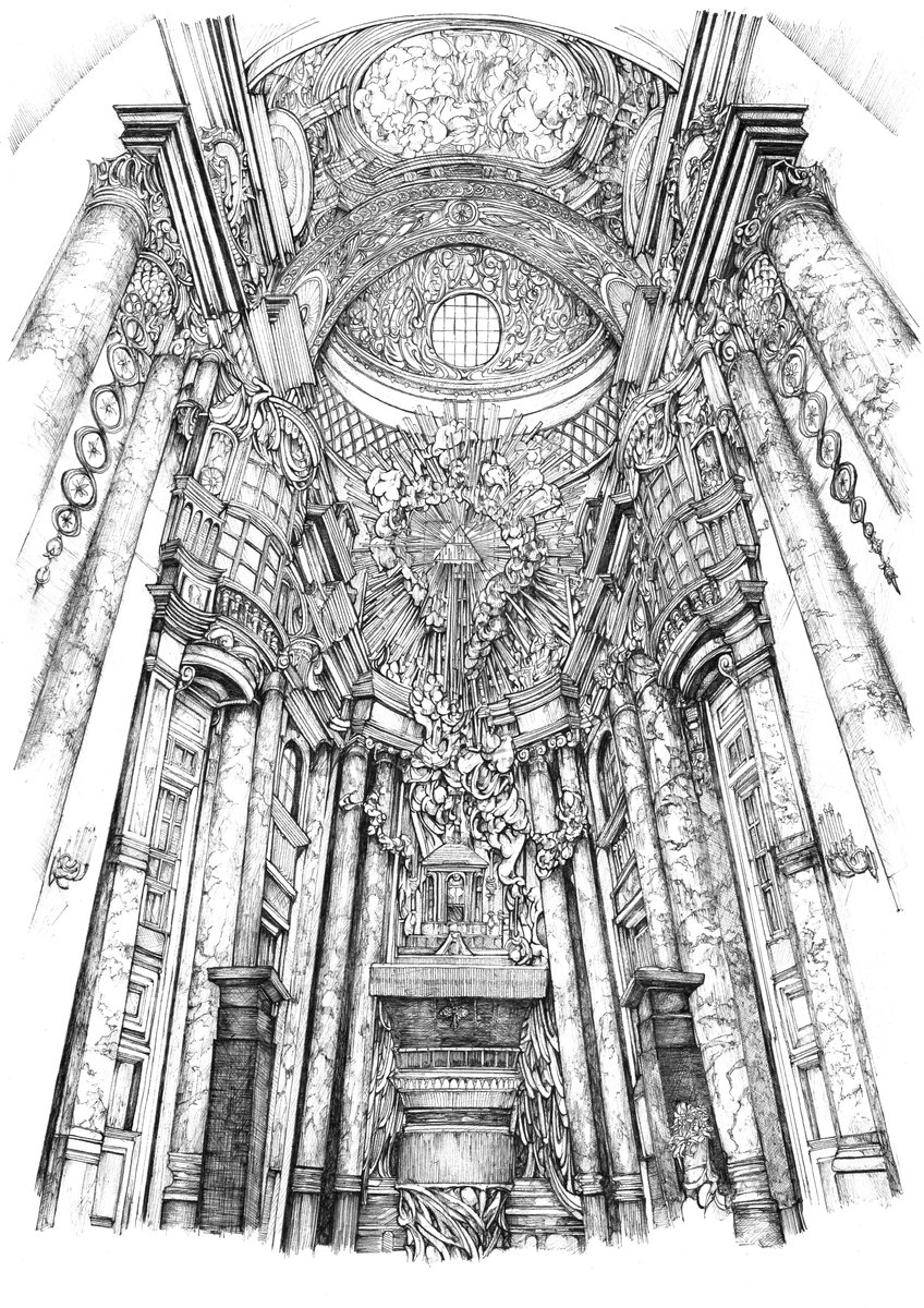 カールスキルヒェ教会 細密画 ペン画 Gai トライバルデザイナーの漫画 カールスキルヒェ教会 細密画 ペン画 Gai トライバルデザイナーの漫画