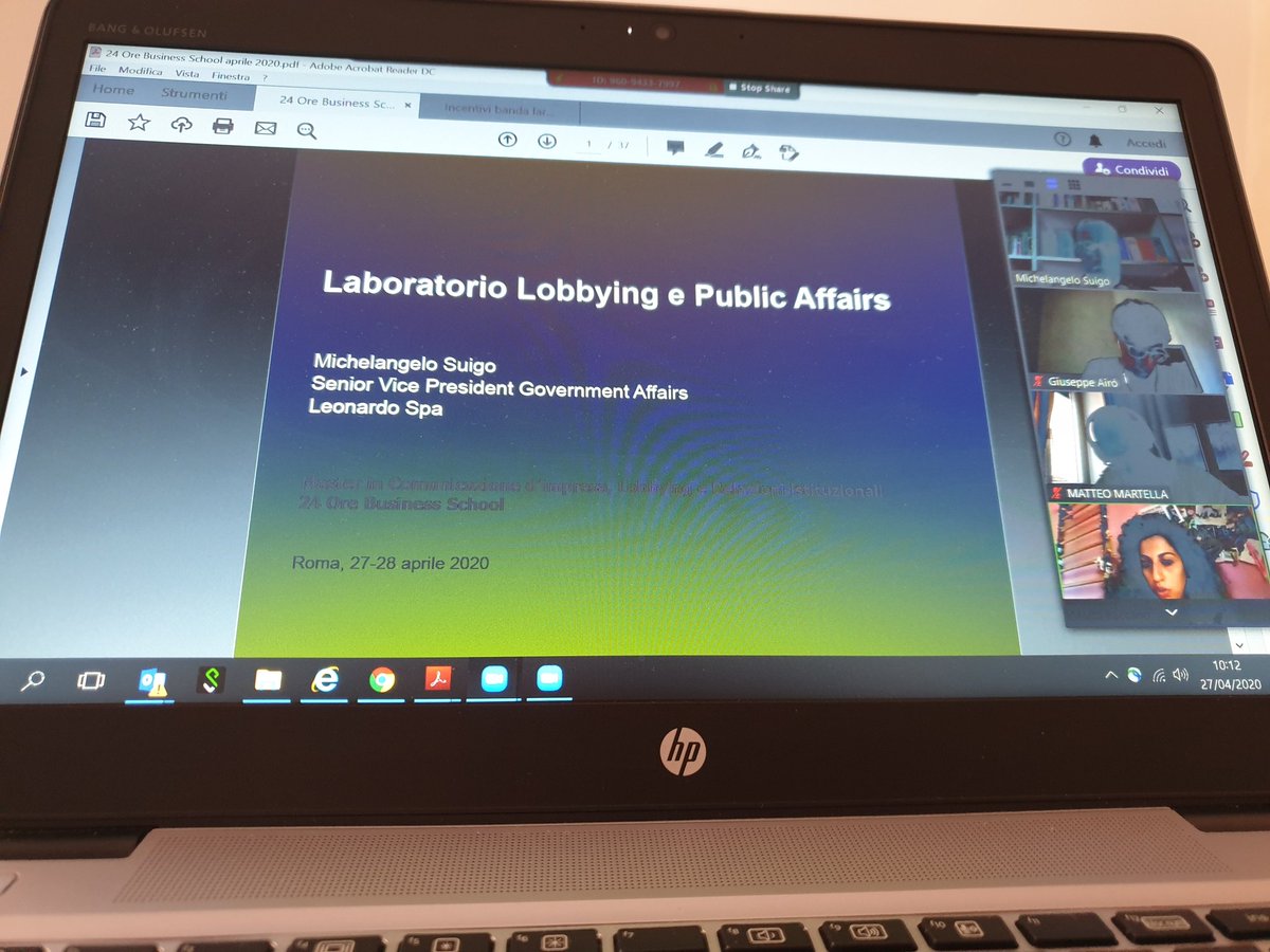 Bello tornare al Master #Comunicazione d'Impresa, #Lobbying e #RelazioniIstituzionali <a href="/24OREBS/">24orebs</a> per il laboratorio di #PublicAffairs e #Lobby.
Tutto rigorosamente su piattaforma tecnologica!
#DigitalTransformation
#formazione #comunicazione <a href="/lobbyingitalia/">Lobbying Italia</a>