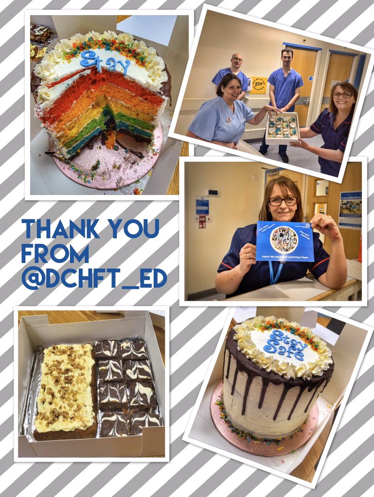 Our team have continued working very hard over the last week.
These amazing cakes were given to the team by Gem’s Cakes &amp; The Dorset Cake Fairy - every good #TeamED works well fuelled on cake 🍰 
The support from other #Emergency Depts &amp; the public is incredible. #NHS #NHSheroes