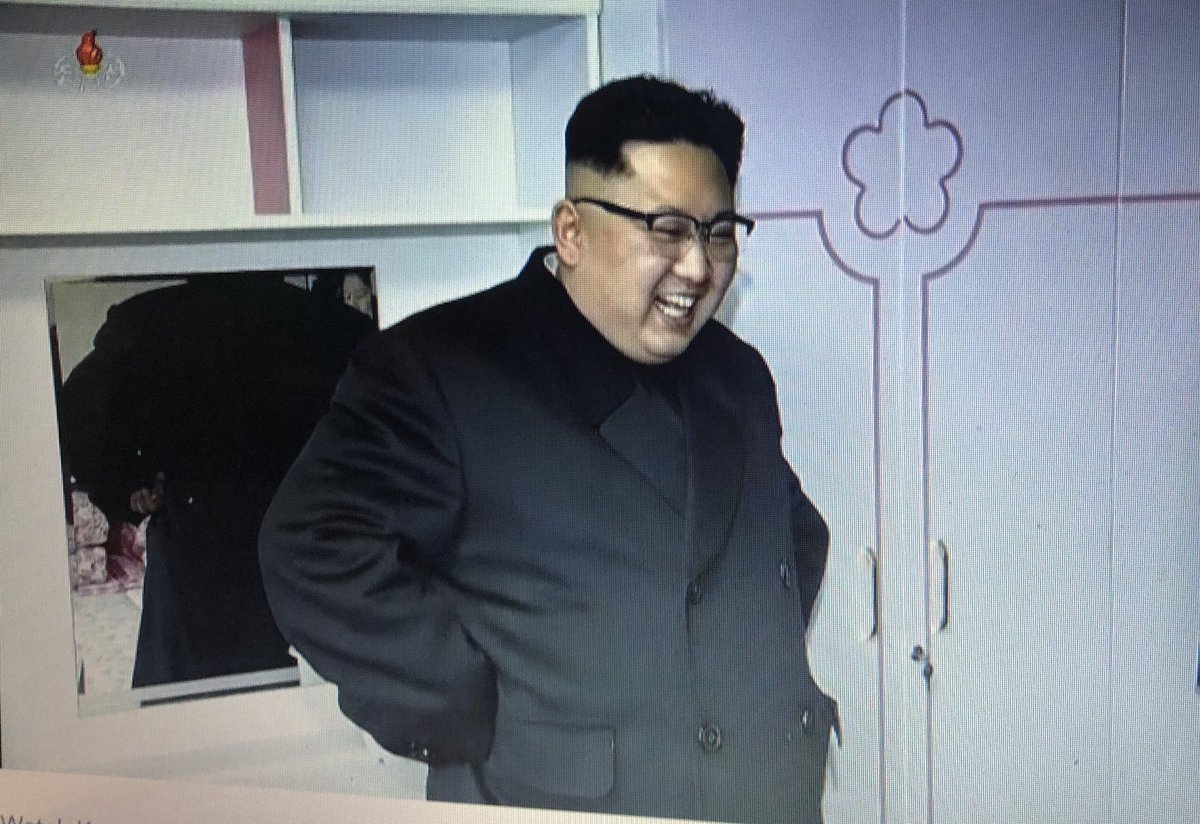 As I’ve said before, NK state TV exists mainly to promote and perpetuate the Kim family myth. So even (especially) when the Leader is out of the public eye, he’s still in your face. (This is - as are the other pics in this thread - stills from old footage broadcast today)