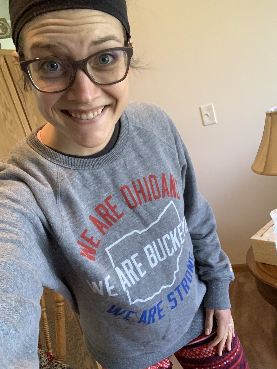 MrsThompson_2's tweet photo. Wearing my pajamas today for #SpiritWeekOhio as I teach from home and attend virtual meetings! #inthistogetherohio #StayHomeOhio https://t.co/QbpLWSYvP5