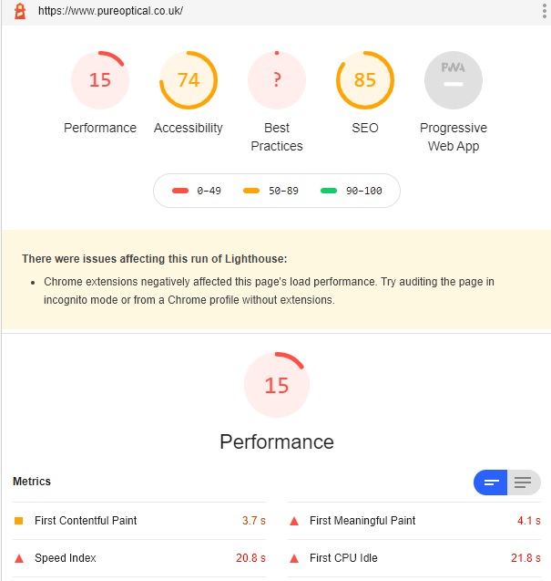 s1m0nc's tweet image. Not A2 related, but the build is also a bit questionable. Homepage is &amp;gt;9Mb and Lighthouse scores are &apos;less than ideal&apos; #Ecomchat