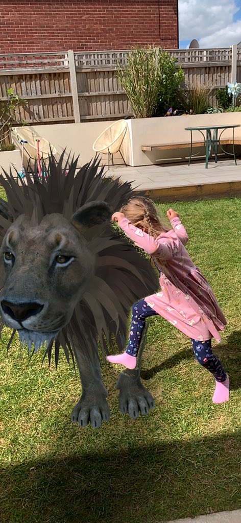 Elsie has loads of fun today with <a href="/DigitalWizards9/">Digital Wizards</a>’s App a Day challenge - playing around with AR we had a horse, lion, cheetah and an octopus in our garden today <a href="/HartfordPrimary/">Hartford Primary</a> #homeschooling