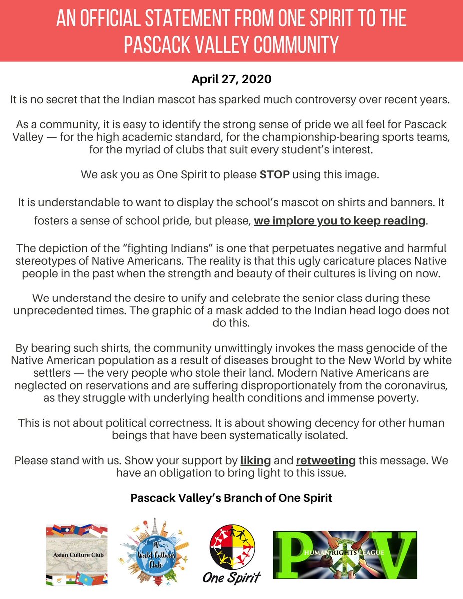 PVOneSpirit's tweet image. Please read an official statement from One Spirit to the Pascack Valley community: