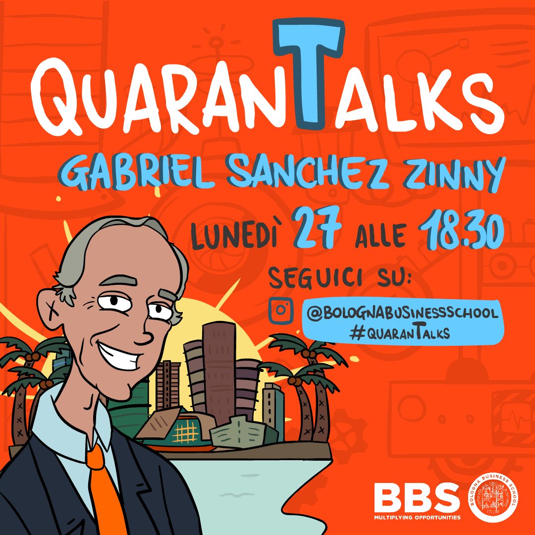 BolognaBSchool's tweet photo. Tonight at 6.30pm a new #instalive for our #quaranTalks: the Dean of BBS Max Bergami will introduce Gabriel Zinny, President of International Advisory Board of BBS, former Head of Americas of Egon Zehnder International and President of Universidad Austral. #atBBS https://t.co/9NOcAHp6CV