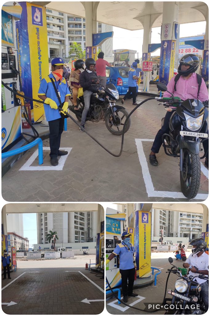 RetailBpcl's tweet photo. #SocialDistancing is the new normal at all @BPCLimited ROs. Let us all unite and #FightAgainstCoronavirus @BPCRetailKerala @8singhi @BPCLRetail @BPCRetailSouth @KochiRefinery @CMOKerala #keralafightsCorona https://t.co/11LZ2kePN6