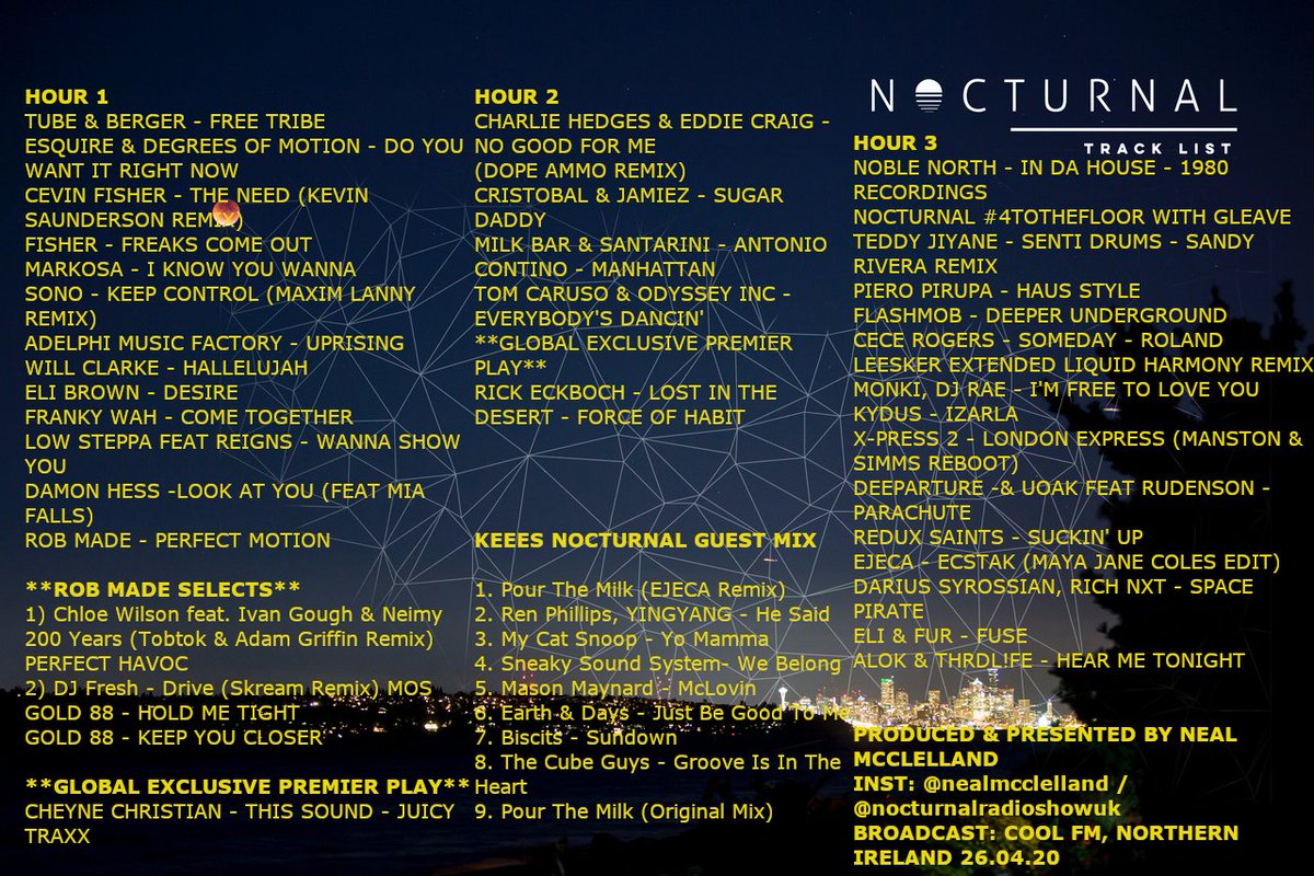 radioneal's tweet photo. #NocturnalRadioShow on @coolfm with @keeesmusic on guest duties, #RobMade & @GleaveOfficial
Global Grooves From:
@Elibrownbeats
@djwillclarke
@Lowsteppa
@cevinfisher
@followthefishtv
@frankywahmusic
@monki_dj
@ReduxSaints
LISTEN:
https://t.co/WW60PASOiO https://t.co/1jVucdljsI
