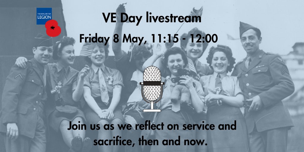 PoppyLegion's tweet photo. Tune in 8 May at 11.15 am for our #VEDay75 livestream on Facebook or our website, where we’ll be sharing stories &amp; memories from those who served &amp; sacrificed during #WW2 &amp; recognising the difficulties people are experiencing today. https://t.co/hScDeE4lTd #VEDay75Live 📷 Getty https://t.co/7MXdmMGpb1